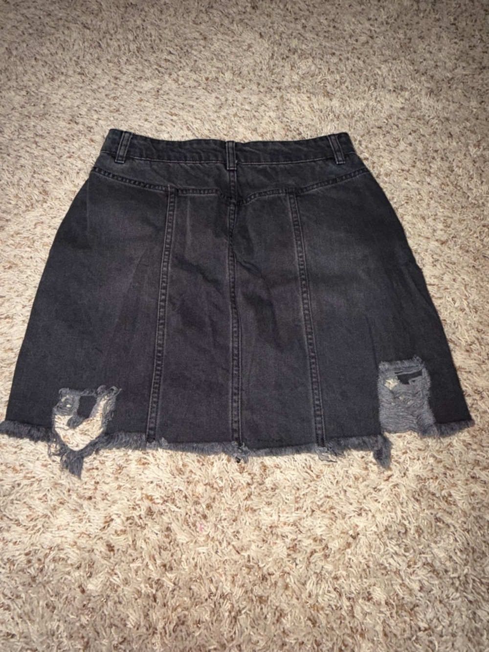 Free People Women Black Denim Button Up Skirt Size 6 - Picture 5 of 7